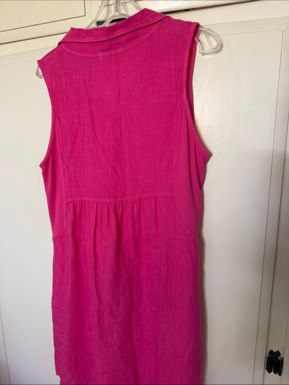 Sleeveless Linen Tunic Dress in Bright Fuchsia made in Italy Terzo Millenio - Picture 7 of 10